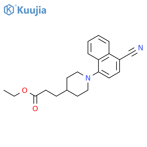 4-PIPERIDINEPROPANOIC ACID, 1-(4-CYANO-1-NAPHTHALENYL)-, ETHYL ESTER structure