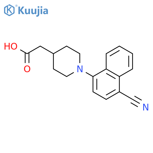 4-PIPERIDINEACETIC ACID, 1-(4-CYANO-1-NAPHTHALENYL)- structure