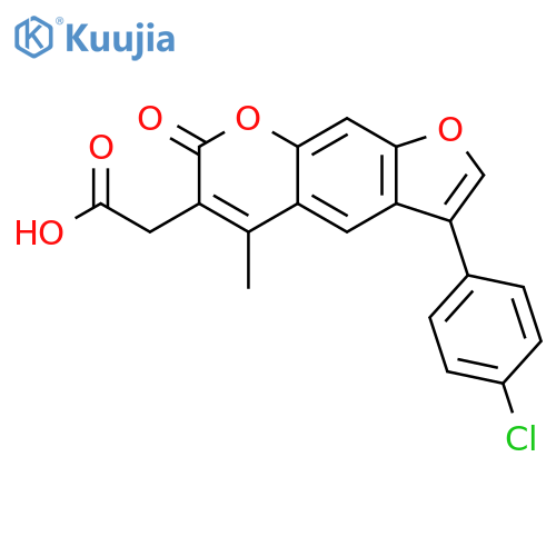 2-3-(4-chlorophenyl)-5-methyl-7-oxo-7H-furo3,2-gchromen-6-ylacetic acid structure