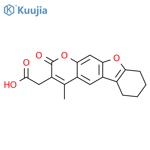 2-(4-methyl-2-oxo-6,7,8,9-tetrahydro-[1]benzofuro[3,2-g]chromen-3-yl)acetic acid structure