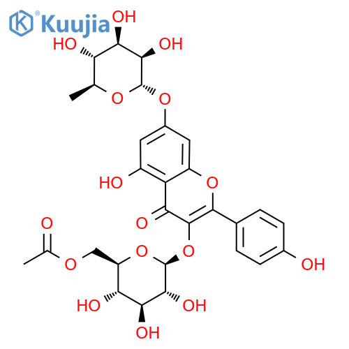 Kaempferol 3-O-(6''-O-acetyl)glucoside-7-O-rhamnoside structure