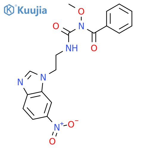 N-methoxy-N-{[2-(6-nitro-1H-benzimidazol-1-yl)ethyl]carbamoyl}benzamide structure