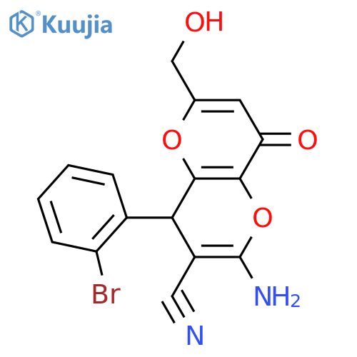 2-amino-4-(2-bromophenyl)-6-(hydroxymethyl)-8-oxo-4H,8H-pyrano3,2-bpyran-3-carbonitrile structure