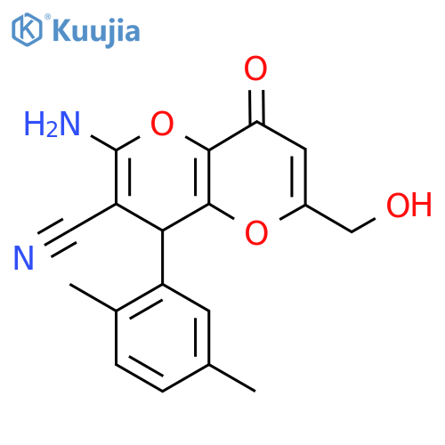 2-Amino-4-(2,5-dimethylphenyl)-6-(hydroxymethyl)-8-oxo-4H,8H-pyrano[3,2-b]pyran-3-carbonitrile structure