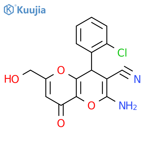 2-amino-4-(2-chlorophenyl)-6-(hydroxymethyl)-8-oxo-4H,8H-pyrano3,2-bpyran-3-carbonitrile structure