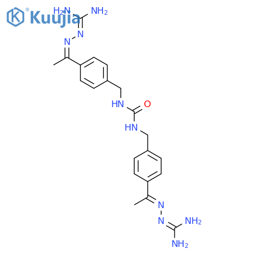 1,3-bis(4-{(1E)-1-[(diaminomethylidene)hydrazinylidene]ethyl}benzyl)urea structure