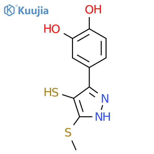 1,2-BENZENEDIOL, 4-[4-MERCAPTO-5-(METHYLTHIO)-1H-PYRAZOL-3-YL]- structure
