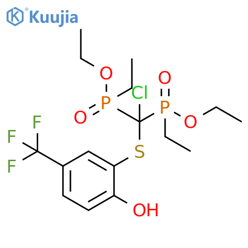 Phosphinic acid,[chloro[[2-hydroxy-5-(trifluoromethyl)phenyl]thio]methylene]bis[ethyl-,diethyl ester structure
