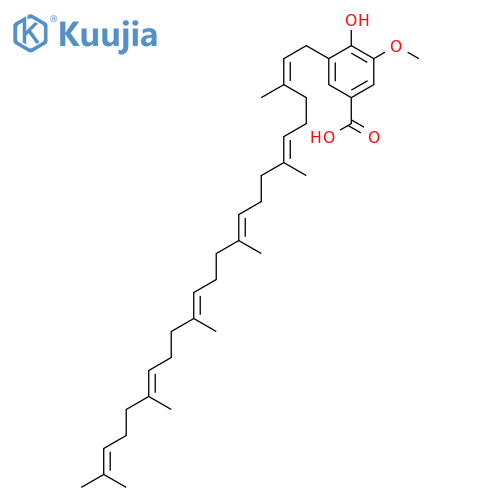 3-[(2Z,6Z,10Z,14Z,18Z)-3,7,11,15,19,23-hexamethyltetracosa-2,6,10,14,18,22-hexaenyl]-4-hydroxy-5-methoxybenzoic acid structure