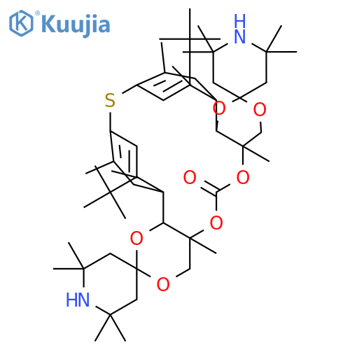CARBONIC ACID, THIOBIS[2-(1,1-DIMETHYLETHYL)-5-METHYL-4,1-PHENYLENE]BIS(3,8,8,10,10-PENTAMETHYL-1,5-DIOXA-9-AZASPIRO[5.5]UNDEC-3-YL) ESTER structure
