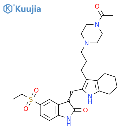 Piperazine,1-acetyl-4-[3-[2-[[5-(ethylsulfonyl)-1,2-dihydro-2-oxo-3H-indol-3-ylidene]methyl]-4,5,6,7-tetrahydro-1H-indol-3-yl]propyl]- structure
