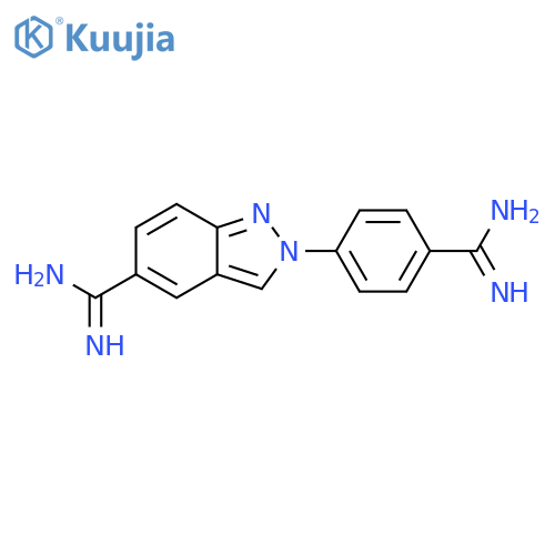 2H-Indazole-5-carboximidamide, 2-[4-(aminoiminomethyl)phenyl]- structure