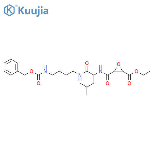 2-Oxiranecarboxylic acid, 3-[[[3-methyl-1-[[[4-[[(phenylmethoxy)carbonyl]amino]butyl]amino]carbonyl]butyl]amino]carbonyl]-, ethyl ester structure