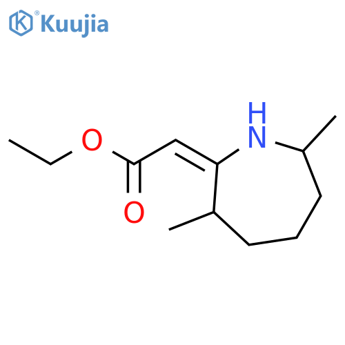 Acetic acid, (hexahydro-3,7-dimethyl-2H-azepin-2-ylidene)-, ethyl ester structure