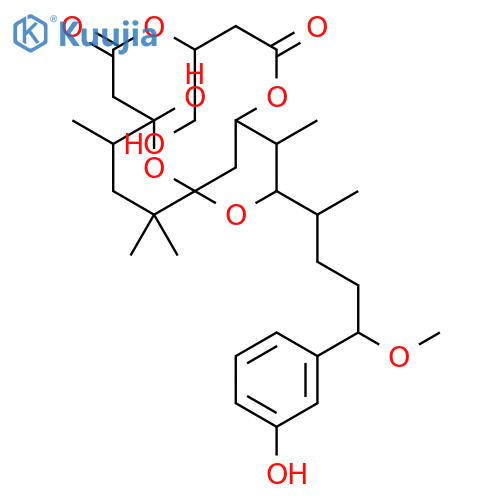 13-hydroxy-9-(hydroxymethyl)-3-[5-(3-hydroxyphenyl)-5-methoxypentan-2-yl]-4,14,16,16-tetramethyl-2,6,10,17-tetraoxatricyclo[11.3.1.1~1,5~]octadecane-7,11-dionato structure