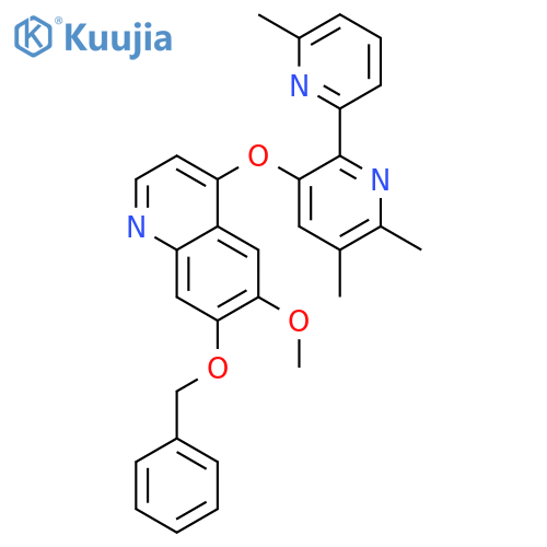 Quinoline,6-methoxy-7-(phenylmethoxy)-4-[(5,6,6'-trimethyl[2,2'-bipyridin]-3-yl)oxy]- structure