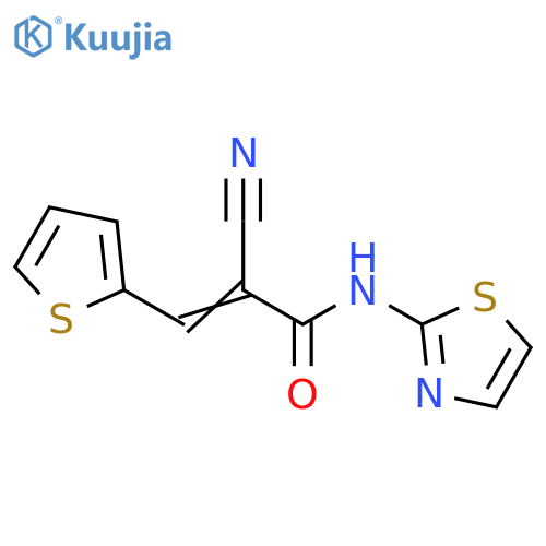 2-cyano-N-(1,3-thiazol-2-yl)-3-(thiophen-2-yl)prop-2-enamide structure