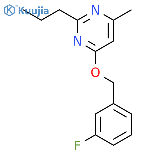 Pyrimidine, 4-[(3-fluorophenyl)methoxy]-6-methyl-2-propyl- structure