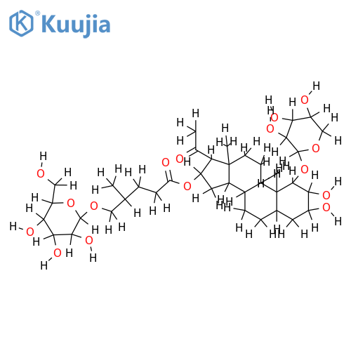 1-O-(alpha-L-Arabinopyranoside),16-[5-(beta-D-glucopyranosyloxy)-4R-methylpentanoyl]-(1beta,2beta,3alpha,5beta,16beta)-1,2,3,16-Tetrahydroxypregnan-20-one structure