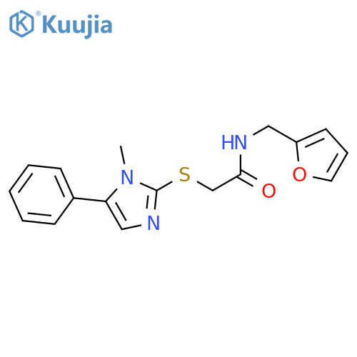 N-(furan-2-yl)methyl-2-(1-methyl-5-phenyl-1H-imidazol-2-yl)sulfanylacetamide structure