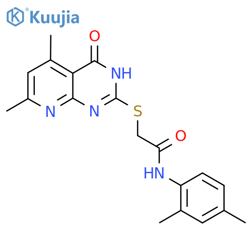 N-(2,4-dimethylphenyl)-2-({4-hydroxy-5,7-dimethylpyrido2,3-dpyrimidin-2-yl}sulfanyl)acetamide structure