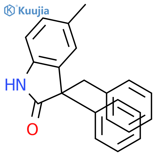 2H-INDOL-2-ONE, 1,3-DIHYDRO-5-METHYL-3-PHENYL-3-(PHENYLMETHYL)- structure