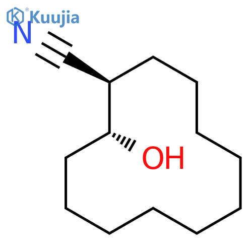 Cyclododecanecarbonitrile, 2-hydroxy-, (1R*,2R*)- structure