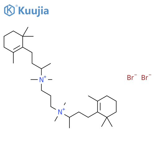 N,N,N',N'-tetramethyl-N,N'-bis[4-(2,6,6-trimethylcyclohex-1-en-1-yl)butan-2-yl]propane-1,3-diaminium dibromide structure