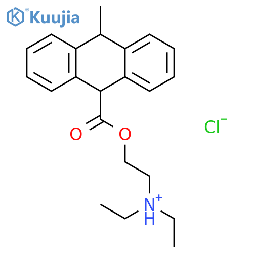 N,N-diethyl-2-{[(10-methyl-9,10-dihydroanthracen-9-yl)carbonyl]oxy}ethanaminium chloride structure
