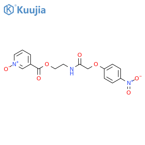 3-Pyridinecarboxylic acid, 2-[[(4-nitrophenoxy)acetyl]amino]ethyl ester,1-oxide structure