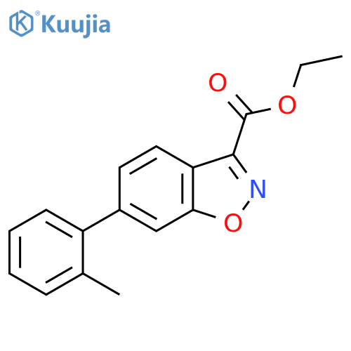 1,2-Benzisoxazole-3-carboxylic acid, 6-(2-methylphenyl)-, ethyl ester structure
