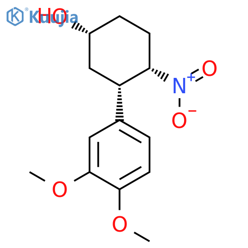 Cyclohexanol, 3-(3,4-dimethoxyphenyl)-4-nitro-, (1R,3S,4S)-rel- structure