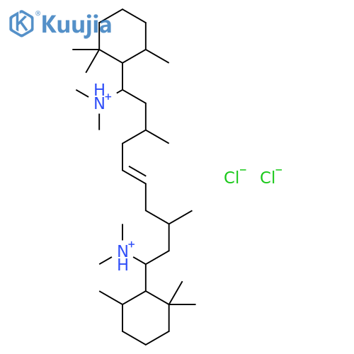 (5E)-N,N,N',N',3,8-hexamethyl-1,10-bis(2,2,6-trimethylcyclohexyl)dec-5-ene-1,10-diaminium dichloride structure