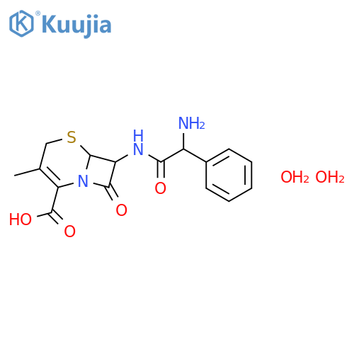 (6R,7R)-7-{[amino(phenyl)acetyl]amino}-3-methyl-8-oxo-5-thia-1-azabicyclo[4.2.0]oct-2-ene-2-carboxylic acid dihydrate structure