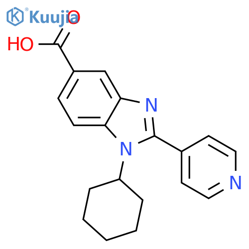 1H-BENZIMIDAZOLE-5-CARBOXYLIC ACID, 1-CYCLOHEXYL-2-(4-PYRIDINYL)- structure