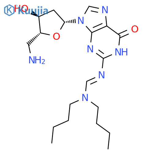 N'-(9-((2R,4S,5R)-5-(Aminomethyl)-4-hydroxytetrahydrofuran-2-yl)-6-oxo-6,9-dihydro-1H-purin-2-yl)-N,N-dibutylformimidamide structure