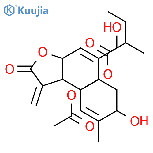 (3aR,4R,7R,9S)-9-(acetyloxy)-7-hydroxy-10-(hydroxymethyl)-6-methyl-3-methylidene-2-oxo-2,3,3a,4,7,8,9,11a-octahydrocyclodeca[b]furan-4-yl (2S)-2-methylbutanoate structure