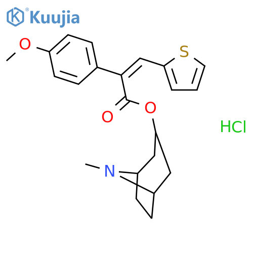 8-methyl-8-azabicyclo[3.2.1]oct-3-yl (2Z)-2-(4-methoxyphenyl)-3-thiophen-2-ylprop-2-enoate hydrochloride structure