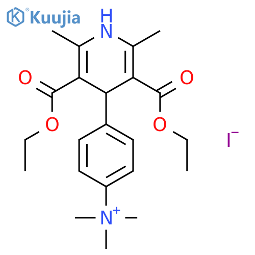 4-[3,5-bis(ethoxycarbonyl)-2,6-dimethyl-1,4-dihydropyridin-4-yl]-N,N,N-trimethylanilinium iodide structure