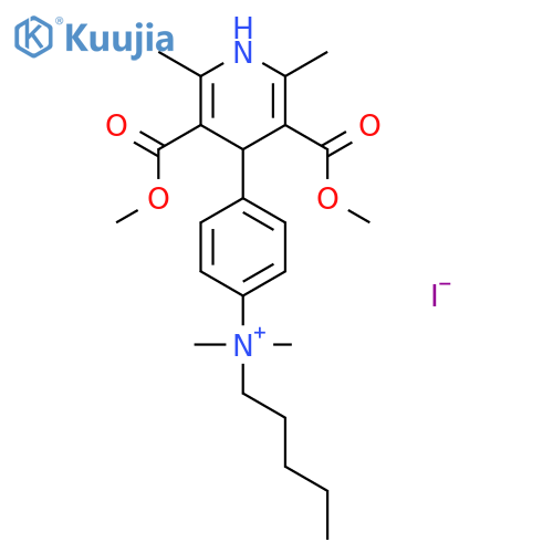 4-[3,5-bis(methoxycarbonyl)-2,6-dimethyl-1,4-dihydropyridin-4-yl]-N,N-dimethyl-N-pentylanilinium iodide structure