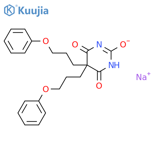 sodium 4,6-dioxo-5,5-bis(3-phenoxypropyl)-1,4,5,6-tetrahydropyrimidin-2-olate structure
