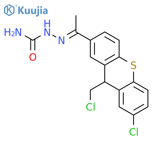 (2Z)-2-{1-[7-chloro-9-(chloromethyl)-9H-thioxanthen-2-yl]ethylidene}hydrazinecarboxamide structure