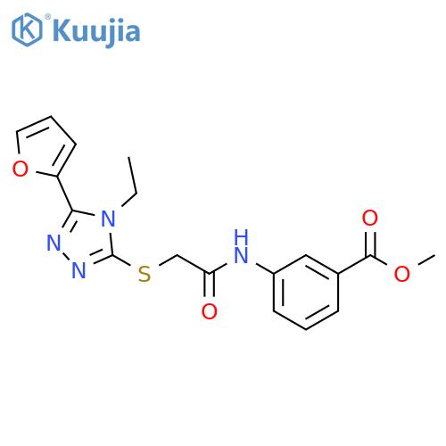 methyl 3-[({[4-ethyl-5-(furan-2-yl)-4H-1,2,4-triazol-3-yl]sulfanyl}acetyl)amino]benzoate structure