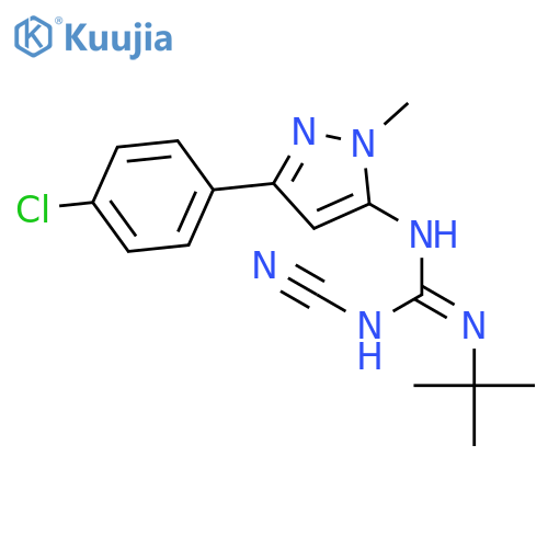 2-tert-butyl-1-[3-(4-chlorophenyl)-1-methyl-1H-pyrazol-5-yl]-3-cyanoguanidine structure