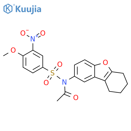 N-(4-methoxy-3-nitrobenzenesulfonyl)-N-{8-oxatricyclo7.4.0.0^{2,7}trideca-1(9),2(7),3,5-tetraen-4-yl}acetamide structure