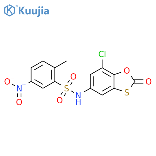 N-(7-chloro-2-oxo-2H-1,3-benzoxathiol-5-yl)-2-methyl-5-nitrobenzene-1-sulfonamide structure
