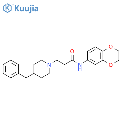 3-(4-benzylpiperidin-1-yl)-N-(2,3-dihydro-1,4-benzodioxin-6-yl)propanamide structure