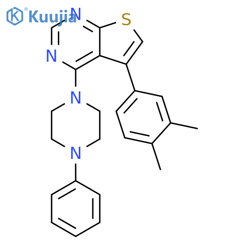 1-5-(3,4-dimethylphenyl)thieno2,3-dpyrimidin-4-yl-4-phenylpiperazine structure