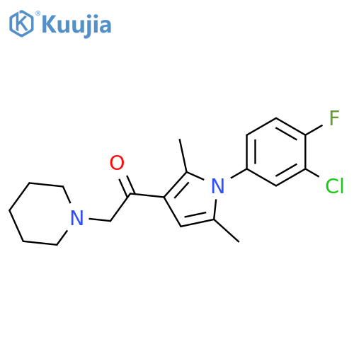 1-1-(3-chloro-4-fluorophenyl)-2,5-dimethyl-1H-pyrrol-3-yl-2-(piperidin-1-yl)ethan-1-one structure