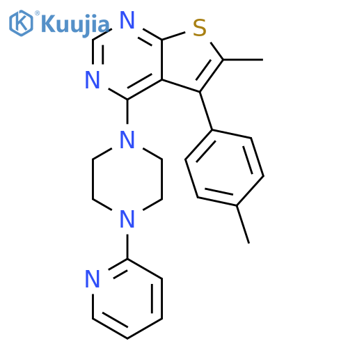 1-6-methyl-5-(4-methylphenyl)thieno2,3-dpyrimidin-4-yl-4-(pyridin-2-yl)piperazine structure